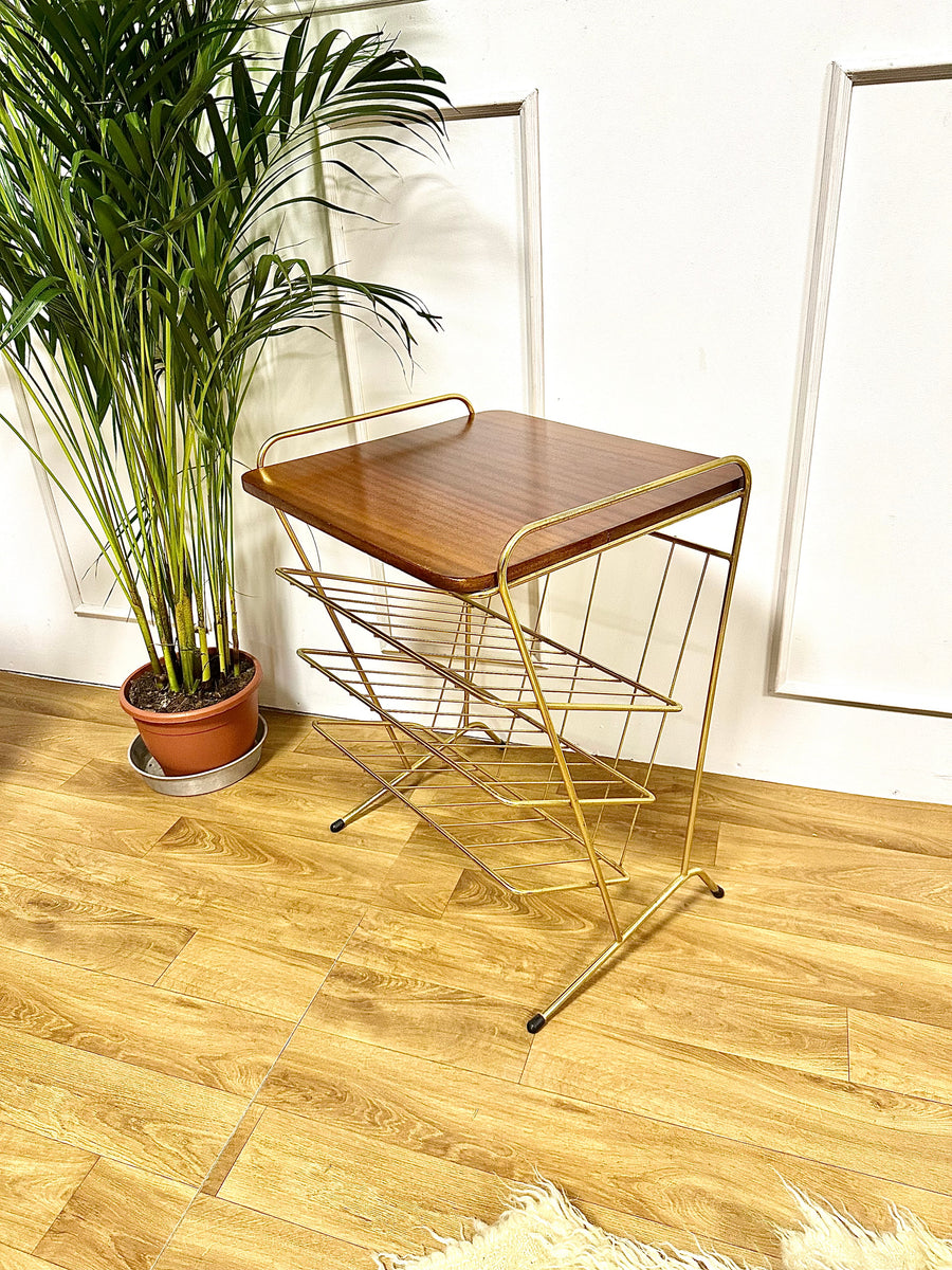 Porte-revues Basse Années 50/60 - Table D'appoint Design Mid-Century En Bois