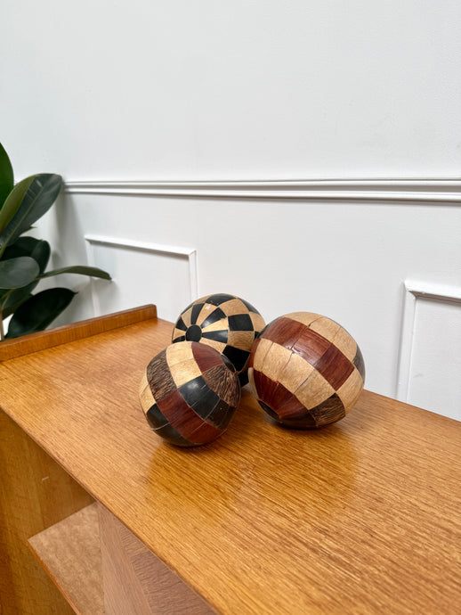Lot de 3 boules en bois