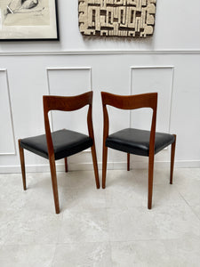 Chaises danoise scandinave en teck vintage