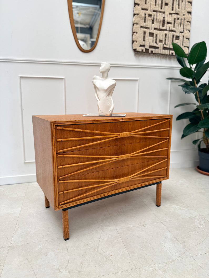 Commode rotin vintage