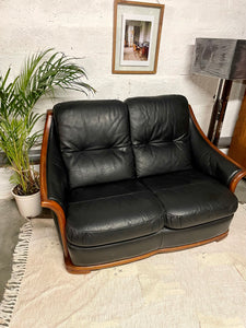 Canapé en cuir noir vintage