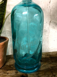 Siphon vintage en verre bleu