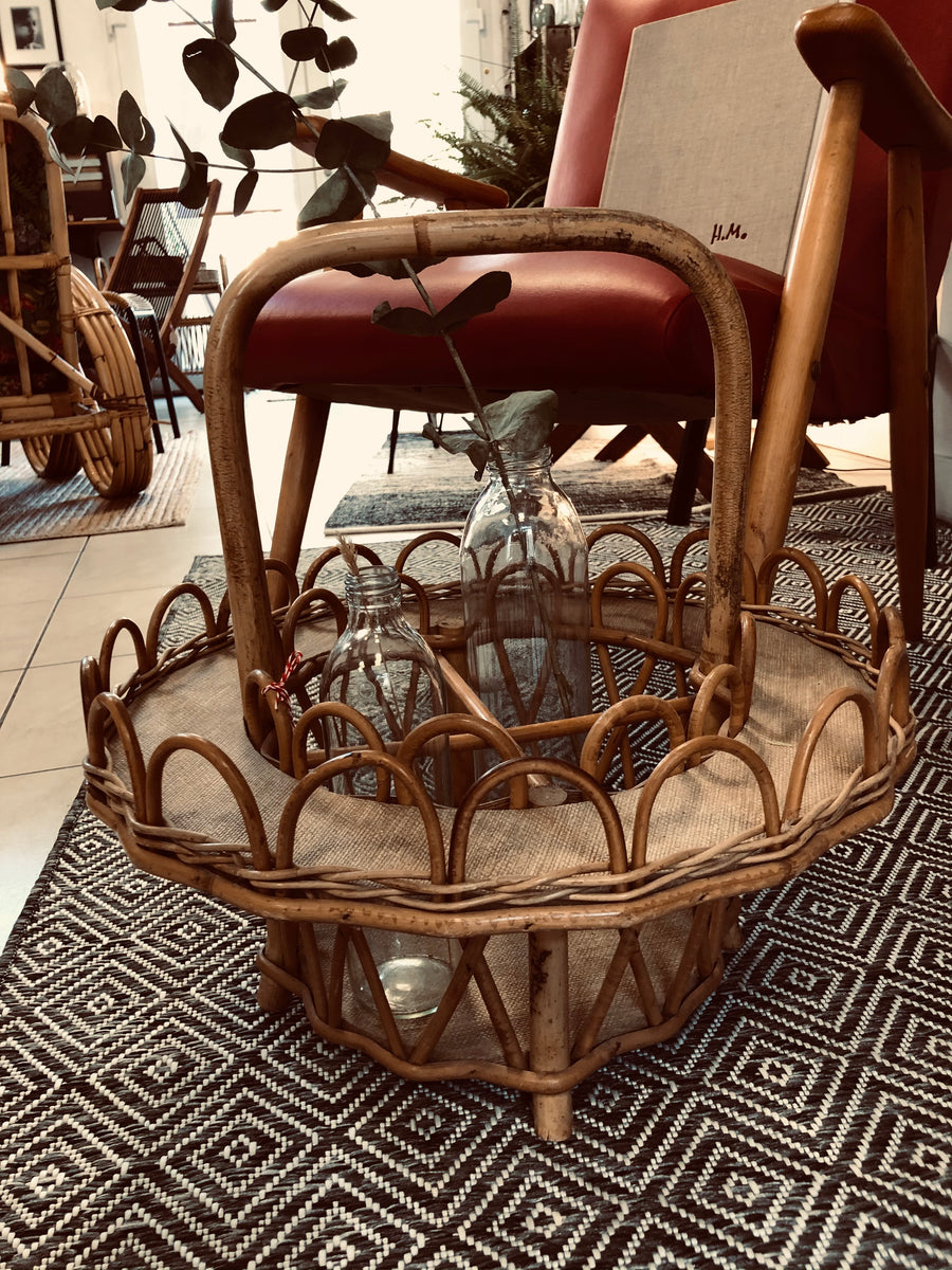 Panier porte bouteille vintage herbe de mer