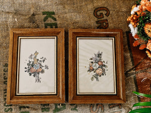 Set 2 cadres lithographie florale